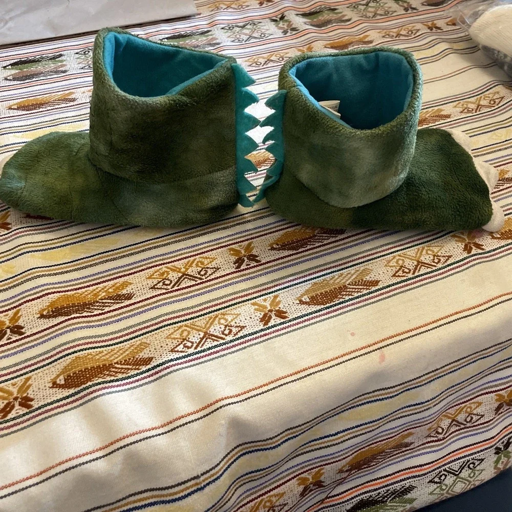Green Dinosaur Slippers 2T-3T | Tall Ankle White Nails‎ | Play Creative Dress-up